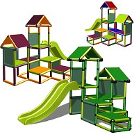 Moveandstic GESA climbing tower fot toddlers with slide - overviewof the color combinations