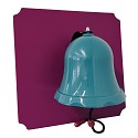 Moveandstic plate 40x40 cm magenta with mounted bell turquoise