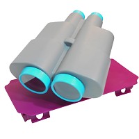 Assiette 20 x 40 cm magenta avec jumelles grises/turquoise 0