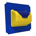 Assiette Moveandstic 40x40 cm bleue avec boîte aux lettres jaune avec couvercle bleu