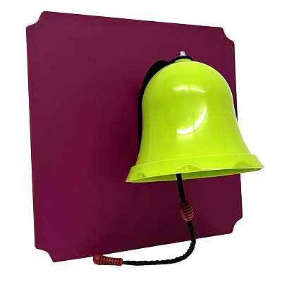 Moveandstic plate 40x40 cm magenta with mounted bell apple green