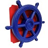 Moveandstic plate 40x40cm red with ship's steering wheel blue