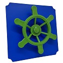 Plateau Moveandstic 40x40cm bleu avec volant pirate vert pomme