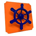 Plaque de déménagement 40x40cm orange avec volant pirate bleu
