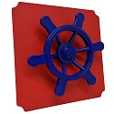 move and stic plate 40x40cm red with pirate steering wheel blue 
