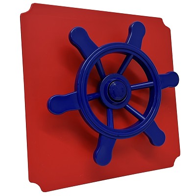 Plaque de déménagement 40x40cm rouge avec volant de pirate bleu