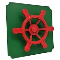 move and stic plate 40x40cm green with pirate steering wheel red 