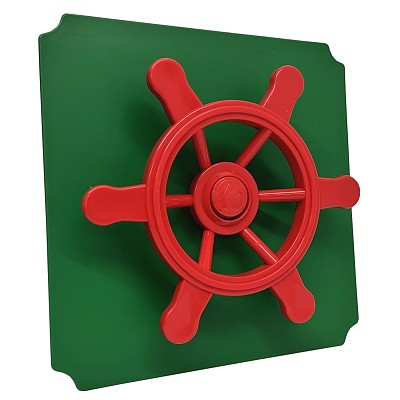 Plaque Moveandstic 40x40cm verte avec volant pirate rouge