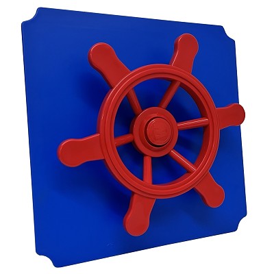 Assiette Moveandstic 40x40cm bleue avec volant pirate rouge