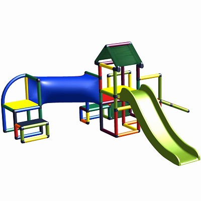 Moveandstic multi play structure with slide climbing tower and crawling tube