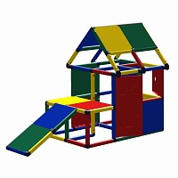 Moveandstic Lennard play house with podium and toddlers slide, window and door 