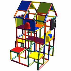 Move and Stic Maison de jeu et d'escalade ELLA multicolore avec cloche et tableau noir