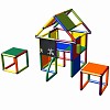 Move and Stic - Playhouse LOTTE with blackboard and 2 stools Multicolor