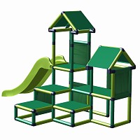 Gesa play tower - climbing tower for toddlers with slide and fabric inserts apple green-green