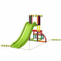 dimensions plug-and-play construction kit alma with slide multicolor technical drawing front view climbing frame with stairs and slide in multicolor