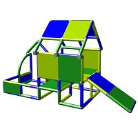 Playhouse for toddlers with entrance and baby slide side view