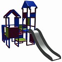 Moveandstic Moritz - play castle with slide - magenta-blue-apple green