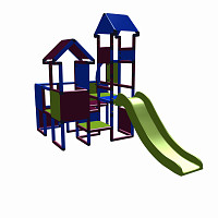 Moveandstic Moritz - play castle with slide - magenta-blue-apple green