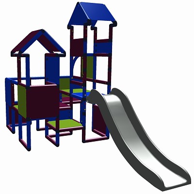 Moveandstic Moritz - Château de jeu avec toboggan - magenta-bleu-vert pomme