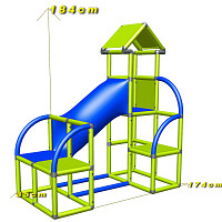 Felix - Climbing Tower with Crawling Tube and Exit in green/red dimensions