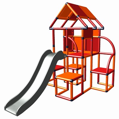 Moveandstic - Lina play tower with slide orange-red