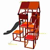 Moveandstic Lina - Tour de jeux avec toboggan orange-rouge 1