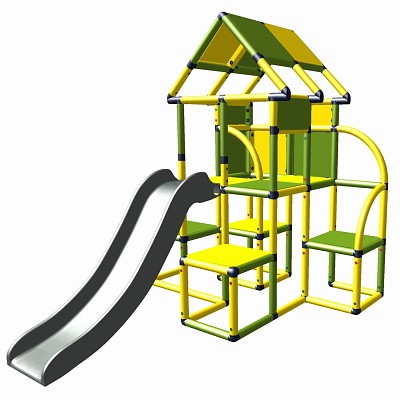 Moveandstic - Lina play tower with slide yellow - apple-green