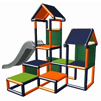Moveandstic Spielturm Gesa - Kletterturm für Kleinkinder mit Rutsche und Stoffeinsätzen, orange/titangrau Spielturm Gesa - Kletterturm für Kleinkinder mit Rutsche und Stoffeinsätzen, orange/titangrau