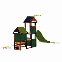 Spielturm Gesa - Kletterturm für Kleinkinder mit Rutsche und Stoffeinsätzen, orange/titangrau Maße