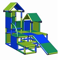 Play tower Luise with toddler slide in blue, green and apple green