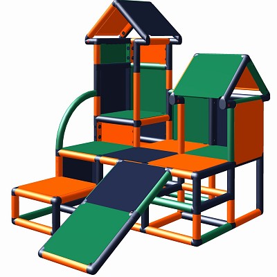 Moveandstic climbing tower Luise in color combination  orange - titanium-grey - green