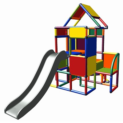 Moveandstic - Climbing Tower with Slide and Attachment, multicolor