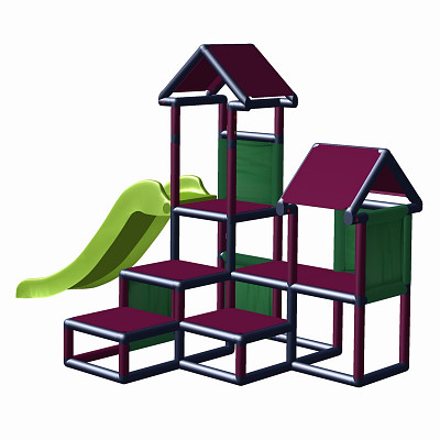 Play tower - Gesa - Climbing tower for toddlers with slide and fabric inserts magenta/ grey