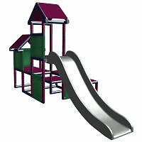 Spielturm Gesa - Kletterturm für Kleinkinder mit Rutsche und Stoffeinsätzen, apfelgrün/titangrau