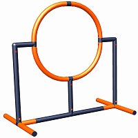 Minka et Fred - Anneau d'agility pour chien 45 cm de haut dans un saut orange/gris titane 