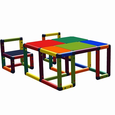 Moveandstic Roya - Table pour enfants avec 2 chaises Multicolor